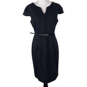 Moci By Purple Rain USA Black Cap Sleeve Belted Dress S Work Career